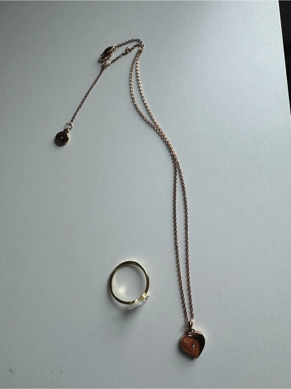 Heart Pendant Necklace in Rose Gold with Matching Ring